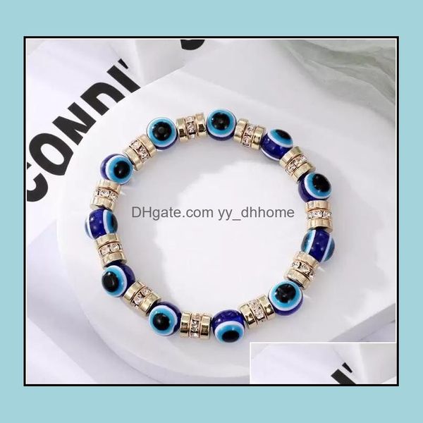 

beaded evil eye bracelets charm turkish lucky blue eyes beads strands for women men couple lover handmade fashion bangle friendship dhx2x, Black