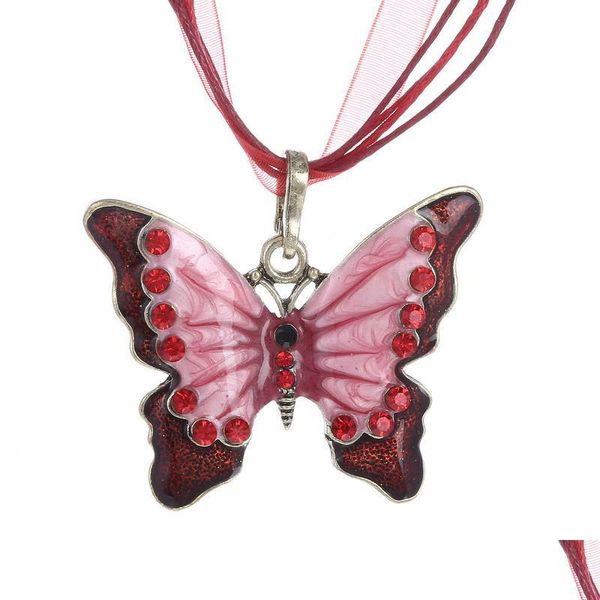 

pendant necklaces crystal butterfly chokers necklace luxury jewelry long chain animal rhinestone pendant drop delivery necklaces pend dhqod, Silver