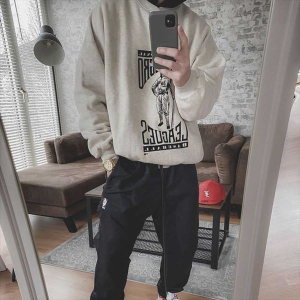

men's hoody fashion fog designer esenti street tide 7th season 7 baseball league round neck printed sweater sweatshirt oversize cotto, Black