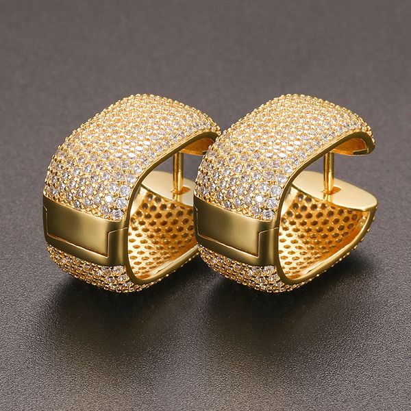 

new elegant women earrings jewelry yellow white gold plated full cz earrings hoops for girls women nice gift, Golden;silver