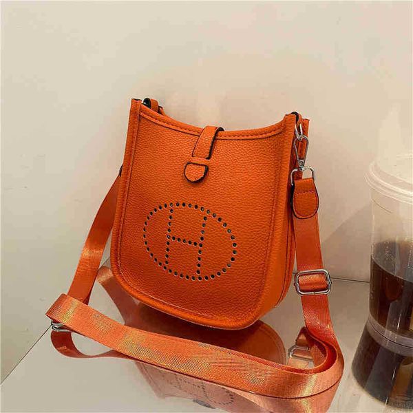 

herme designer handbag summer new h family small leather evelyn bag mini fashion personality single shoulder messenger hollow bucket bag