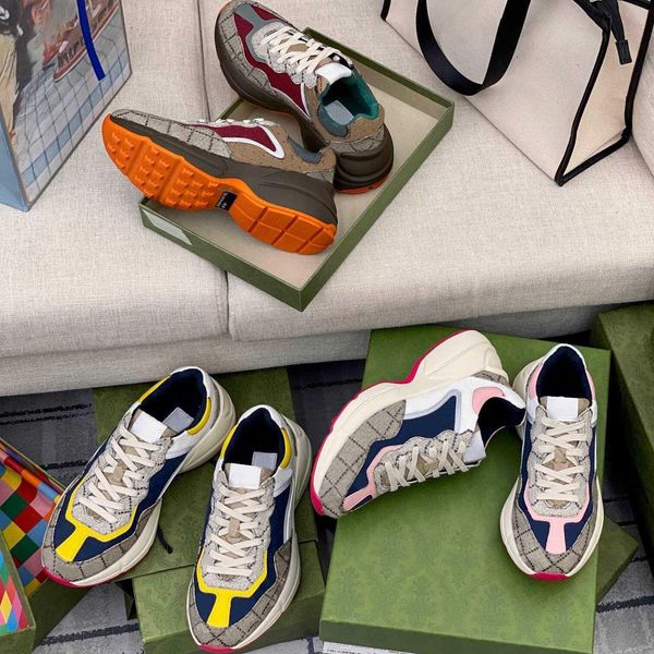 

designers rhyton shoes sneakers runner trainers rhyton multicolor for womens vintage brand luxury chaussures platform men women daddy sneake