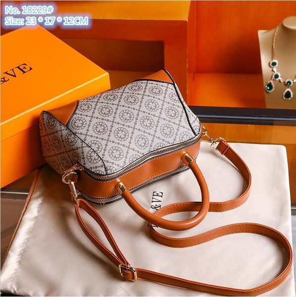 

wholesale factory ladies shoulder bag 2 color elegant polka dots retro handbag double compartment contrast leather handbags trend printed mo