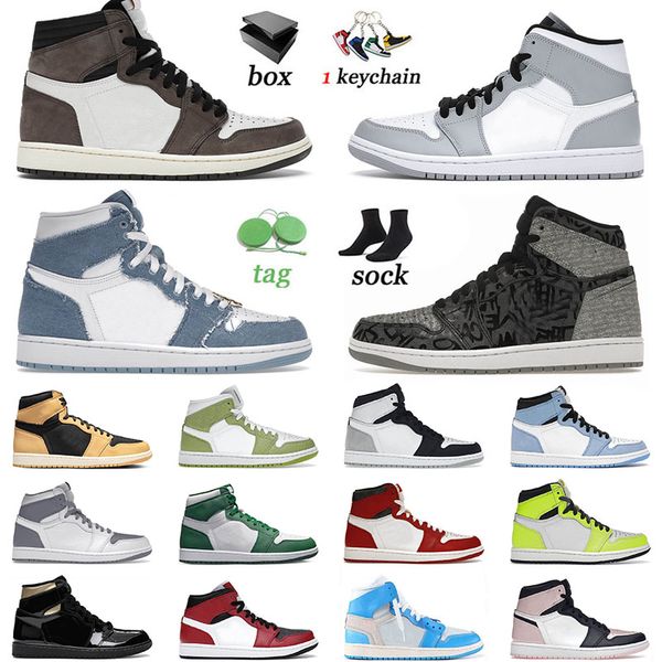 

2022 with box men j1 basketball shoes ts x travis scotts jumpman 1 1s stealth denim high dark mocha chicago jorden1s mens women sneakers tra