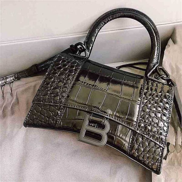 

paris handbags bags designer balnecigass 2022 bag hourglass high version leather women's crocodile single shoulder messenger tote