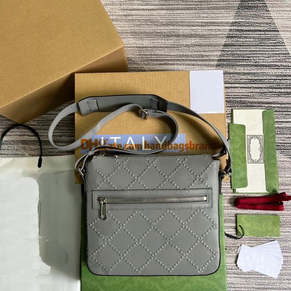 

406410 printed embossing shoulder grey messenger bag vintage men crossbody real leather bags size 26-23-3cm