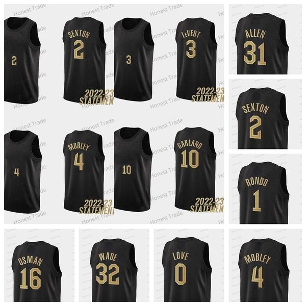 

basketball 4 mobley mens basketball jersey garland wade levert osman ricky rubio markkanen love printed, Black;red