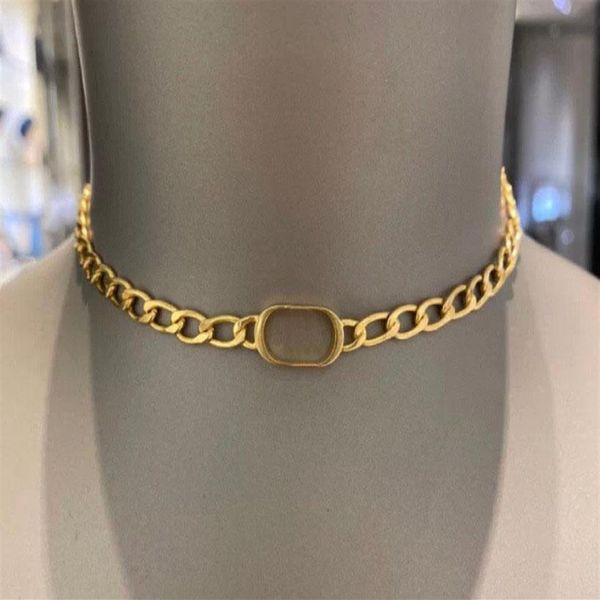 

fashion initial letter choker necklace bijoux cuban link for mens womens party wedding lovers gift jewelry with box2855, Golden;silver