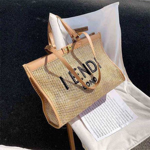 

handbags outlet summer straw large capacity female new shopping beach bag sling single shoulder tote bag