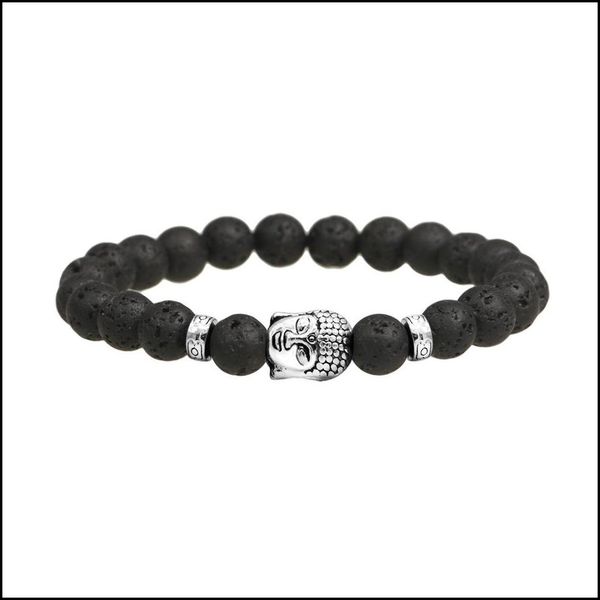 

charm bracelets mens bracelets luxury jewelry bead natural stone anchor beaded buddha bracelet for men women lava chakra drop deliver dhdlb, Golden;silver