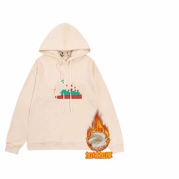 

hoodie designer version handmade custom gucs 22 autumn and winter new red green striped print wild hooded sweater thickened couples warm swe, Blue;black