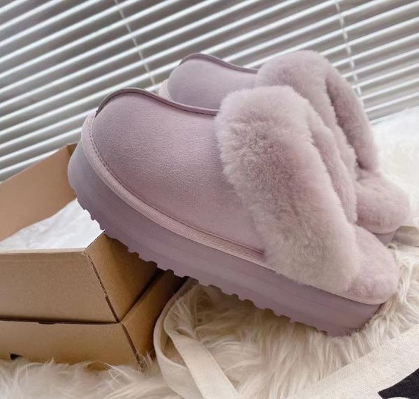 

2022 aus women classic mini snow boots thick soled slipper u f22 winter new popular ankle sheepskin fur plush keep warm boots with antelope, Black