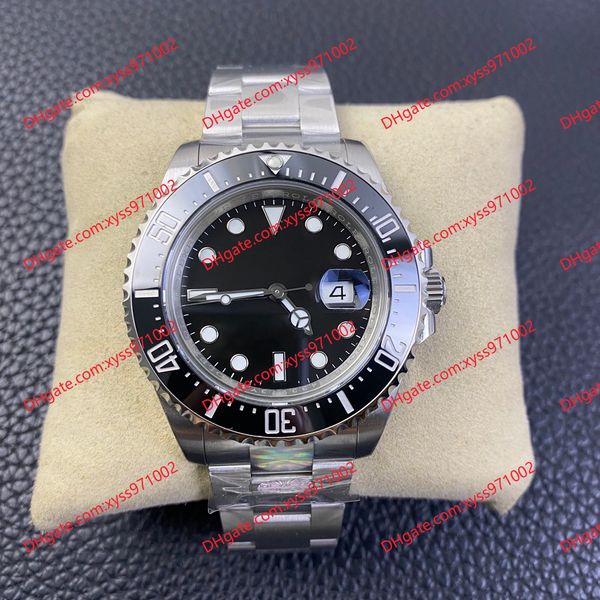 

highquality watch 2813 automatic mechanical men's watch m126600-0001 43mm black dial ceramic bezel silver stainless steel strap sapphir, Slivery;brown