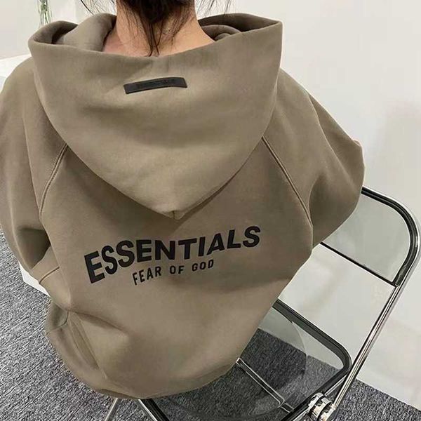 

hoodies essentailss sweatshirts designer sweaters print of back double line men's fashion brand high street fleece hoodie for couples, Black