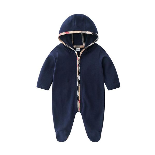 

retail baby long sleeve cotton hoodie romper newborn christmas 0-12m rompers toddle infant bodysuit children one-piece onesies jumpsuit229i, Blue