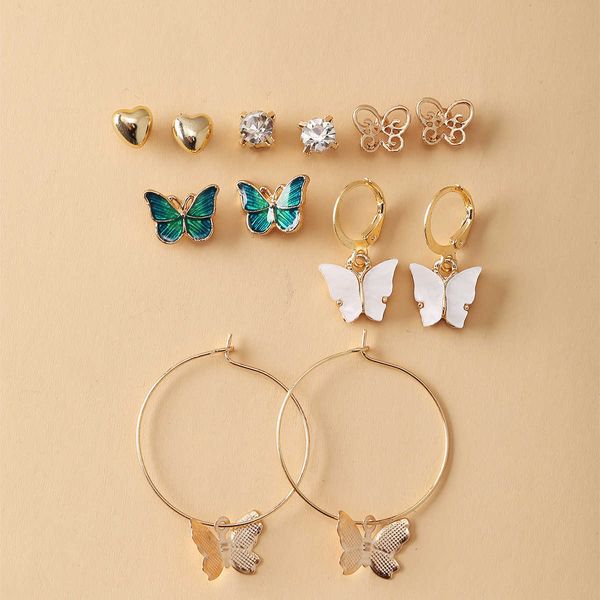 

inlaid pearl earrings for women creative french gold earrings set 6 pieces, Golden