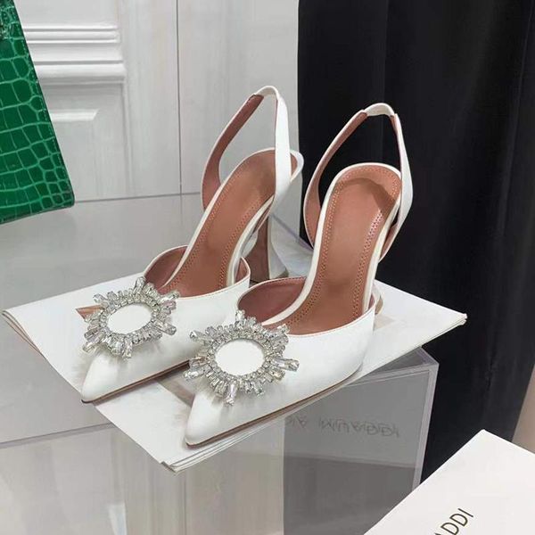 

heeled sandals high shoes women 's dress shoe women shoes crystal-embellished buckle pointed toe evening white satin amina muaddi, Black