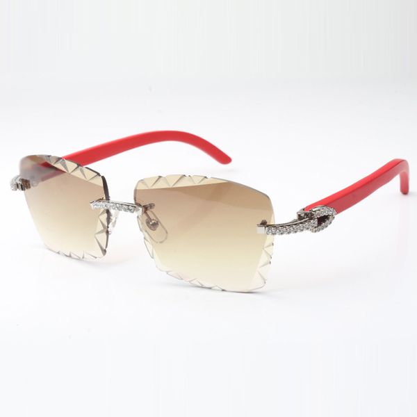 

medium diamond cool sunglasses 3524029 with natural red wooden legs and 58 mm cut lens, White;black