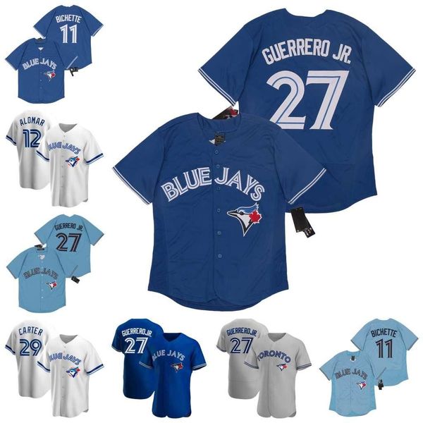 

custom college wear 2020 toronto bo bichette vladimir guerrero jr. roy halladay josh donaldson roberto alomar baseball jerseys, Black