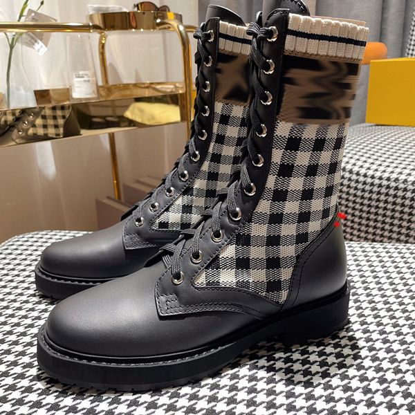 

2023 designer women shiny leather nylon hailf boots fashion thick heels martin ankle booties genuine leather combat boot ladies winter platf, Black