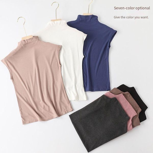 

sleepwear underwear sleeveles vest women wear semi-turtleneck slim design in summer modal wears a waistcoat bottoming shirt and cuts sleevel, Black;red