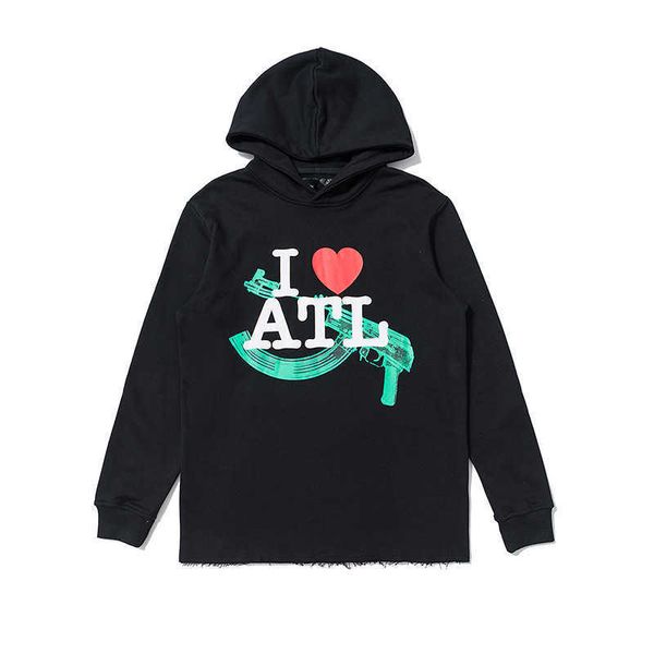 

men's hoody vlo one fashion designer brand love hoodies cotton terry pullover friends long sleeve oversize atl casual leisure, Black