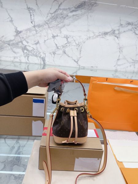 

fashion nano bb super mini bucket bag noe neo drawstring handle bag brown monograms canvas womens designer luxury handbag cute crossbody fol