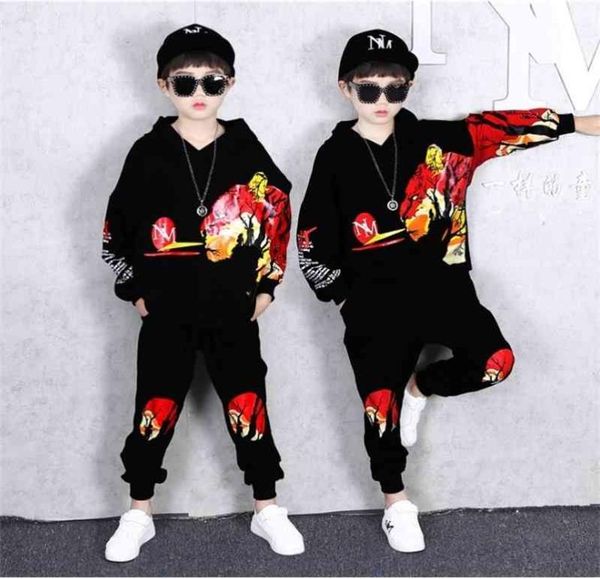 

2 pcs children hip hop clothes set boys girls autumn hoodies haren pants cotton map tracksuit vetement garcon 8 10 12 14 years 24534707, White