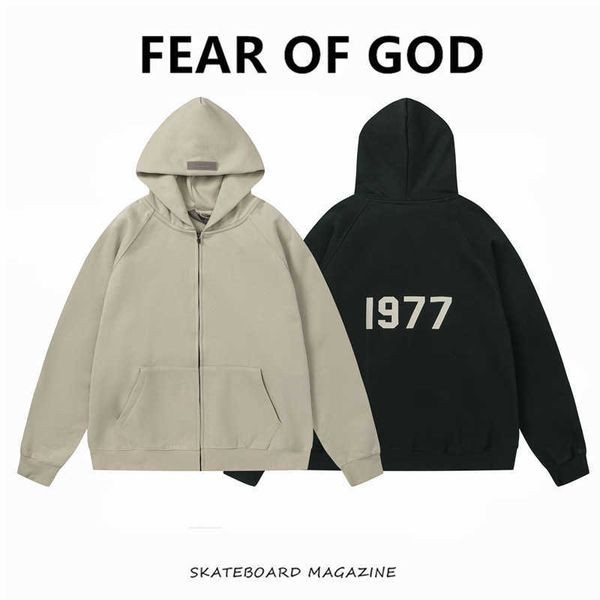 

hoodies essentailss sweatshirts designer sweaters print of double line zipper men's cardigan hoodie plunged coat trend, Black