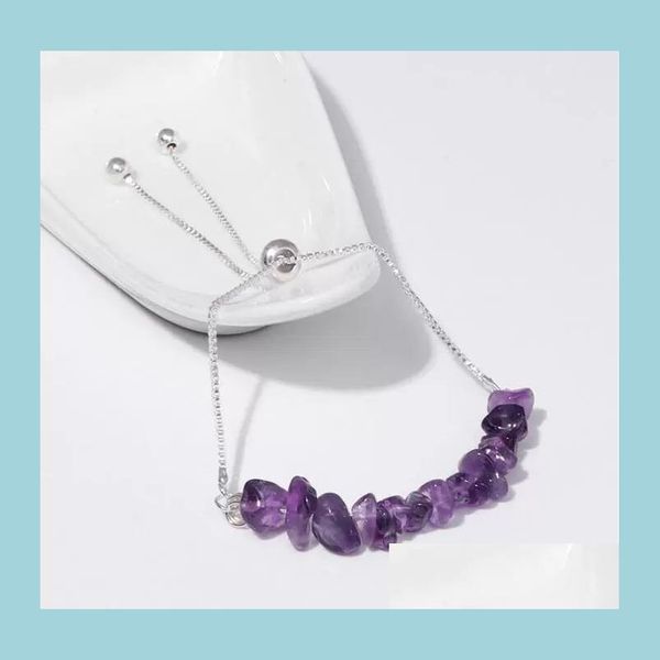 

beaded crystal irregar crushed stone beaded bracelet strands amethyst quartz natural wristband bangles for women jewelry gift drop d dhfhf, Black