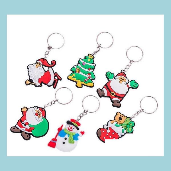 

key rings cartoon cute santa claus keychain men and women christmas gift pendant couple key ring ornaments epacket drop delivery jewe dhedf, Slivery;golden