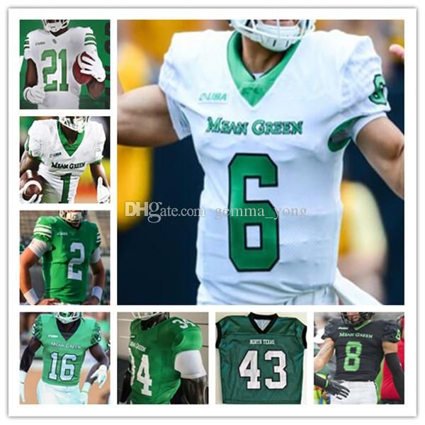 

custom custom 2021 college north texas unt mean green football jersey deandre torrey roderic burns kd davis john davis jr. jace ruder austin, Black