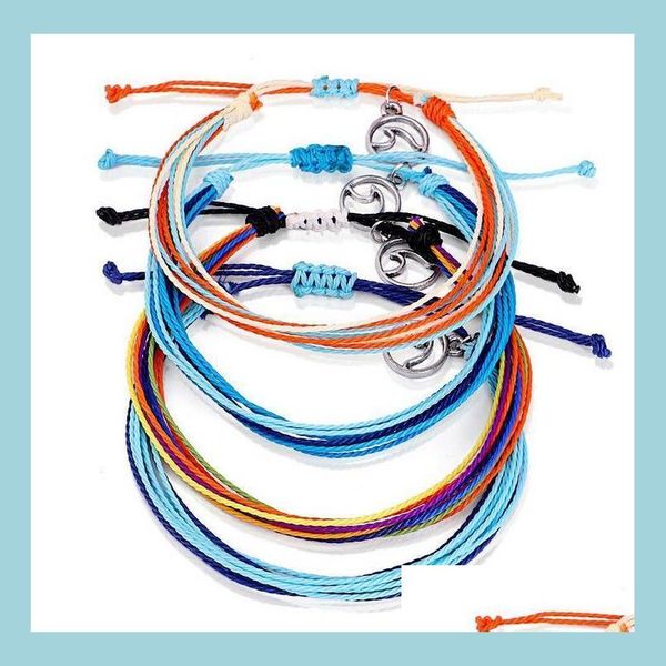 

charm bracelets new wax string woven bracelets mtilayer friendship bracelet wave charm adjustable braided for women girls epacket dr dhq7l, Golden;silver