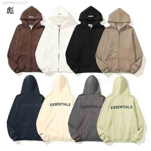 

men's hoodies sweatshirts essentials and women's new zip hoodie back let, Black