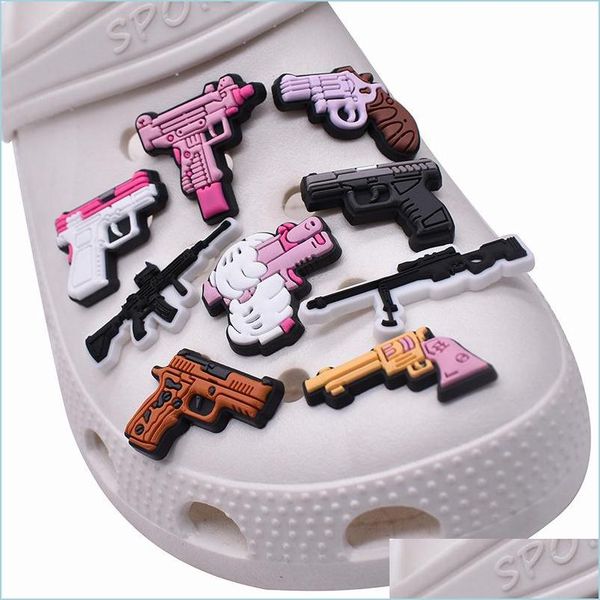 

shoe parts accessories clog shoe 100pcs guns clog charms decoration buckle charm accessories pins buttons drop delivery shoes dhafc, White;pink