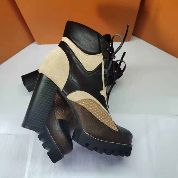 

designer shoes woman ankle boot fashion luxury chunky heel martin star trail brown balck martins 4s hight quality woman block heeled 35-42, Black