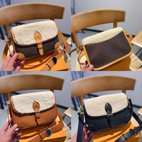 

winter lamb hair messenger bags for women classic embossed letter shoulder bag flap handbags removable shoulder strap