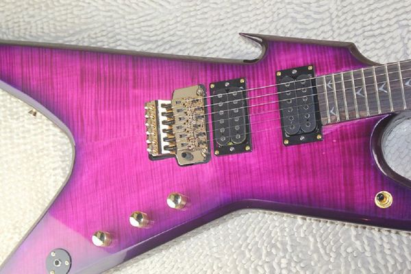 

purple electric guitar flying-v model dean dime razorback factory wholesale