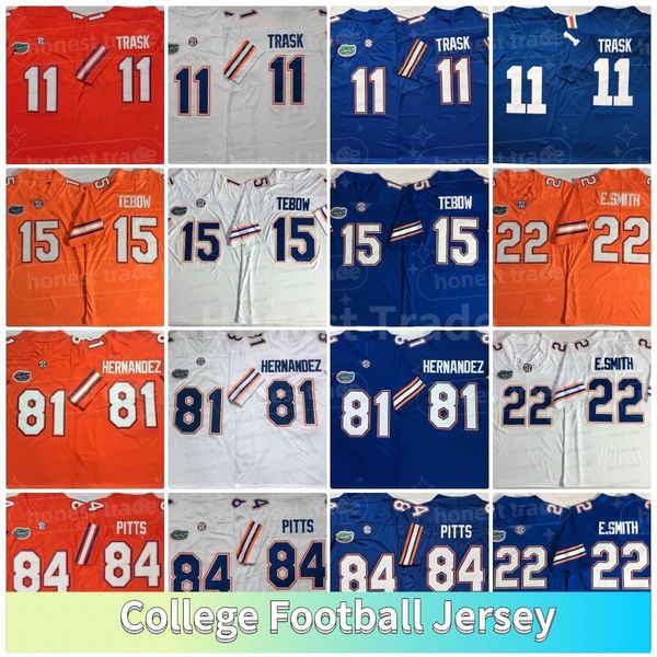 

custom ncaa florida football 15 tim tebow jersey 11 kyle trask 22 emmitt smith e.smith 81 aaron hernandez 84 pitts mens college jerseys univ, Black