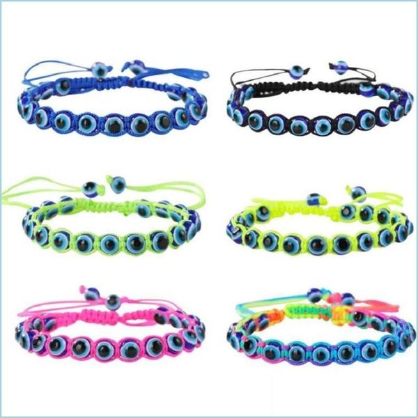 

beaded 20121 handmade braceletsturkey blue evil eye charm bracelet for women braided string rope fatima beads chain bangle fashion j dh1vn, Black