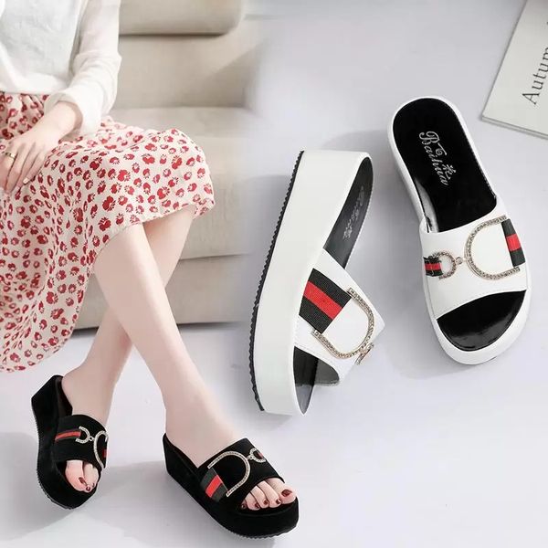 

platform sandals women brand designer summer shoes for woman party sandals ladies wedges comfortable size 35-40, Black