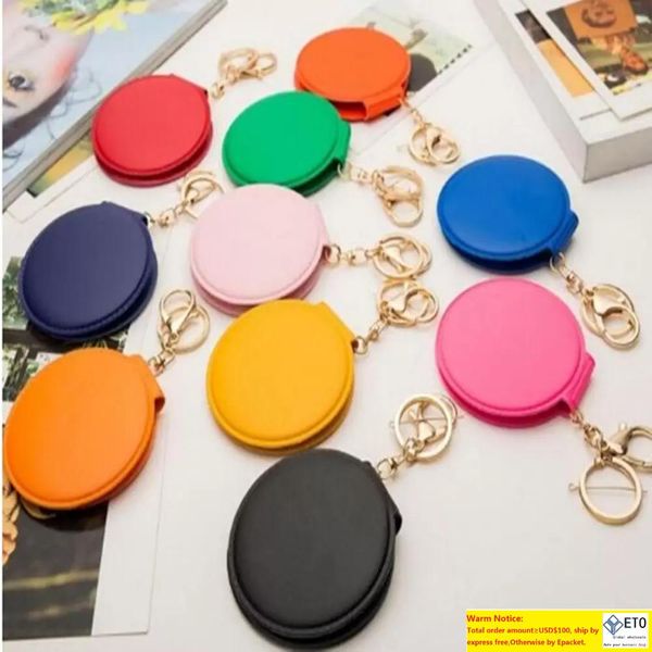 

compact mirrors 10pcslot mini pu leather pocket makeup mirror portable key chain cosmetic double for girls wholesale