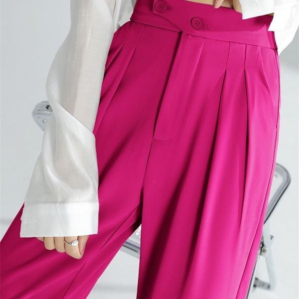 

women's pants capris woman pant suits korean style elegant straight summer casual outfits classic white wide high waist 221109, Black;white