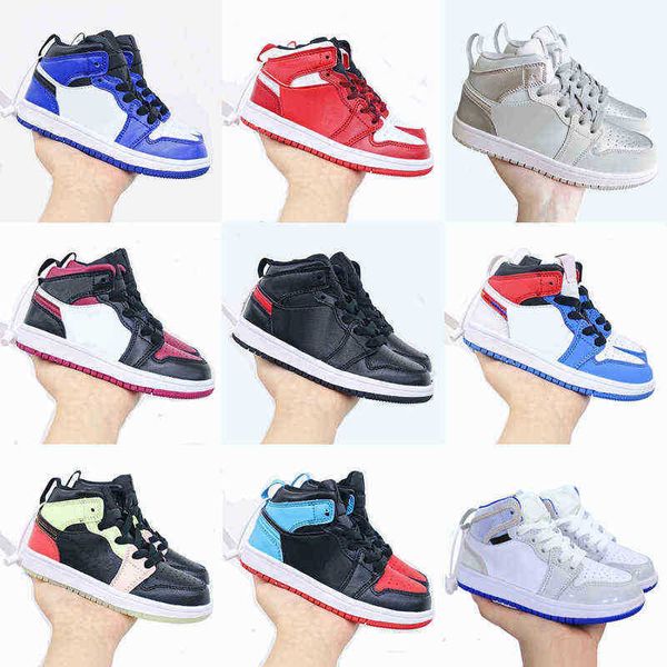 

1 1s kids basketball shoes preschool signed high youth chicago born baby infant toddler 4 4s trainers small boys girls sneaker size, Black