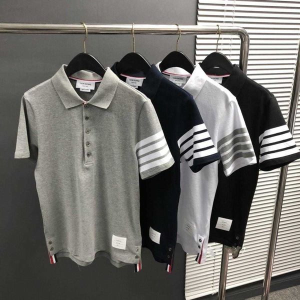 

summer t shirt thoms br mens womens designers t-shirts half sleeve four bar polo tb fashion men and women casual short t-shirt, White;black