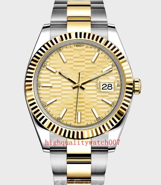 

new version men's wristwatches 41mm yellow green dial 126333 126300 1263313 automatic mechanical two tone gold stainless steel bracelet, Slivery;brown