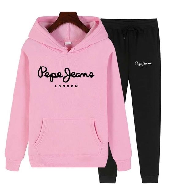 

women's hoodies sweatshirts spring and autumn ladies suit hoodie trousers two-piece sportswear letter printing 221109, Black