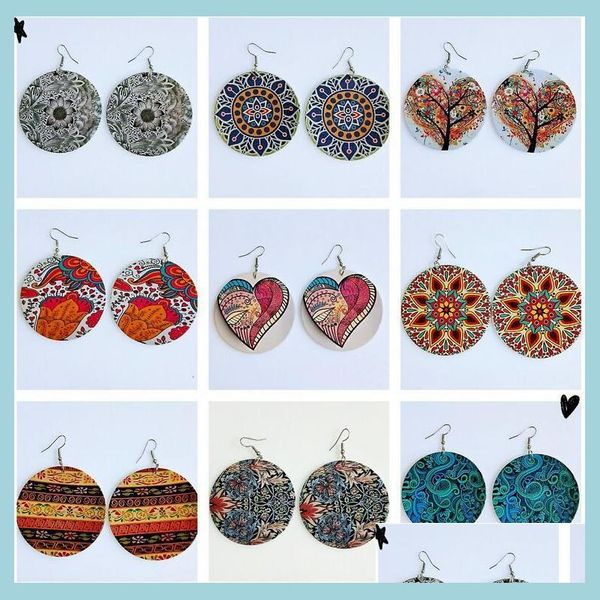 

dangle chandelier ethnic print fabric detail handpainted handmade unusual large wood wooden teardrop drop dangle earrings for pier dhmrn, Silver