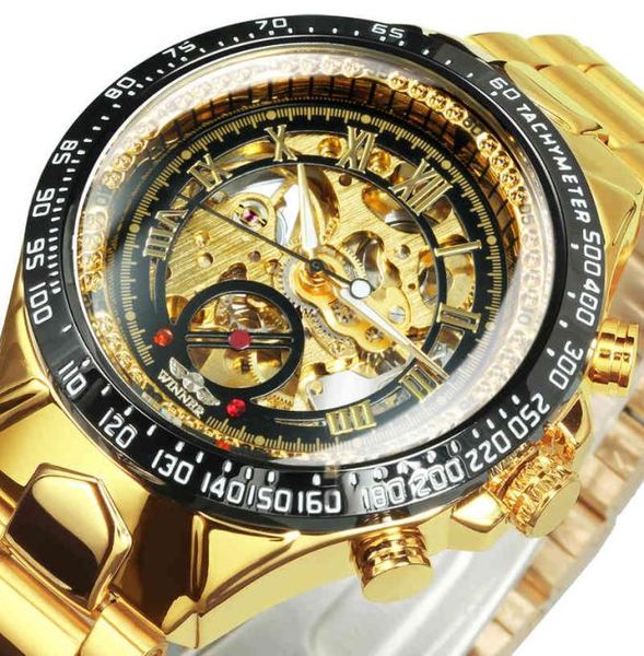

tags winner gold skeleton watch for men automatic watch men 2020 brand luxury sport mechanical clock stainls steel relogio gen7152492, Slivery;brown