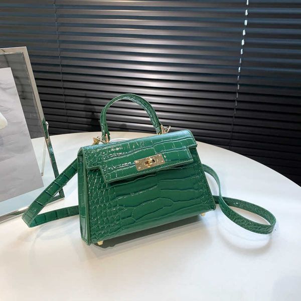 

h bag handbags brand fashion h ermese leather bags new women lacquered crocodile pattern small square fashionable simple one shoulder diagon